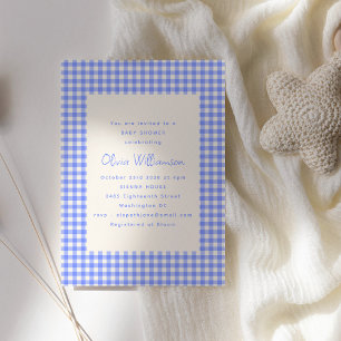  Perwinkle Gingham Plaid Schattige Baby shower Kaart