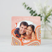 Perzeel Geel Koraal Mint Foto Modern sparen de Dat Save The Date (Staand voorkant)