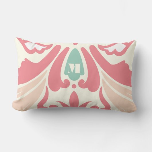 Perzenkoraalpaddenstoel en Mint Modern Pillow Kussen (Voorkant)