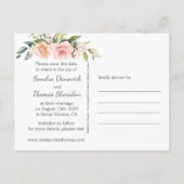 Perzige roze florale suspensie uitnodiging briefkaart (Achterkant)