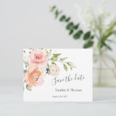 Perzige roze florale suspensie uitnodiging briefkaart (Staand voorkant)