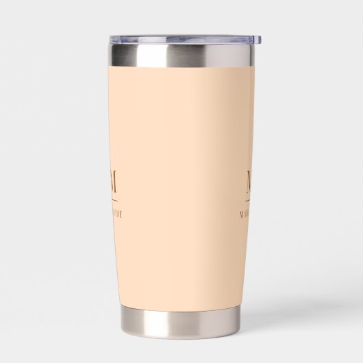 Perzik aangepaste monogram initialen naam geïsoleerde drinkbeker (Links)