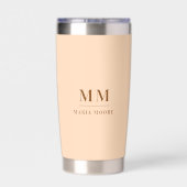 Perzik aangepaste monogram initialen naam geïsoleerde drinkbeker (Achterkant)