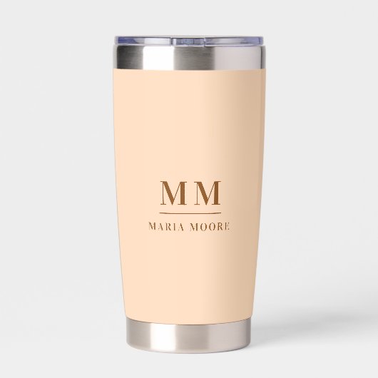 Perzik aangepaste monogram initialen naam geïsoleerde drinkbeker (Achterkant)