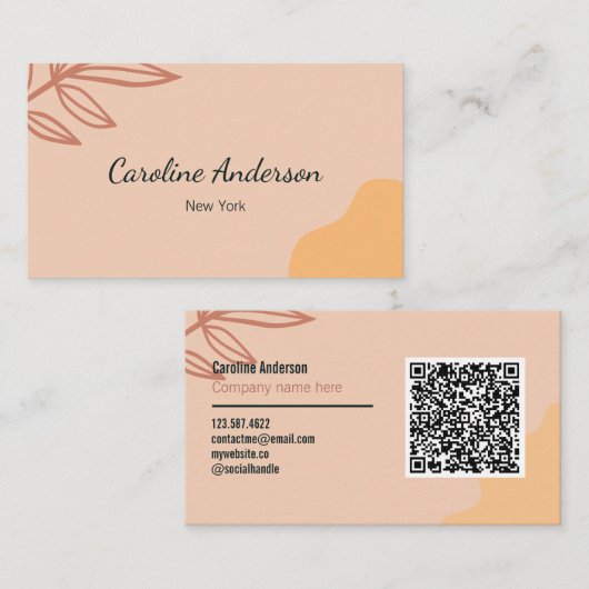 perzik aarde tinten visitekaartje (Voorkant / Achterkant)