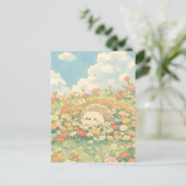Perzik Abrikoos Weide Kawaii Egel Briefkaart (Staand voorkant)
