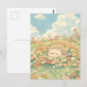 Perzik Abrikoos Weide Kawaii Egel Briefkaart (Voorkant / Achterkant)