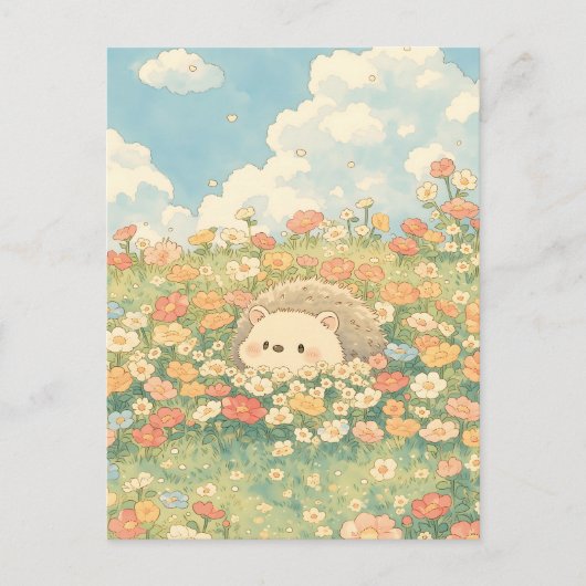 Perzik Abrikoos Weide Kawaii Egel Briefkaart (Voorkant)