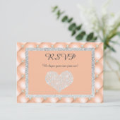 PERZIK ABRIKOZEN HART DIAMANT RSVP ANTWOORDKAART (Staand voorkant)