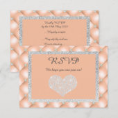 PERZIK ABRIKOZEN HART DIAMANT RSVP ANTWOORDKAART (Voorkant / Achterkant)