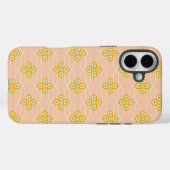 Perzik achtergrond zeshoekig bloemmotief Case-Mate iPhone case (Achterkant (horizontaal))