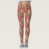 Perzik Actieve Kleding Amaryllis Bloem Beste Cadea Leggings (Voorkant)