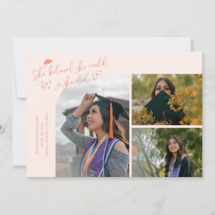 Perzik Afstudeerfoto Zij geloofde in multi-foto Aankondiging