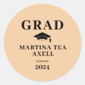 Perzik Afstuderen Ronde Sticker (Voorkant)