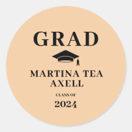 Perzik Afstuderen Ronde Sticker