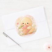 Perzik Alma Kuiken Ronde Sticker (Envelop)