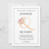 Perzik ampersand en roze rozen virtuele bruiloft kaart (Voorkant)