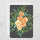 Perzik & Antracietgrijze Pioen & Roze Bloemige Bru Kaart (Achterkant)