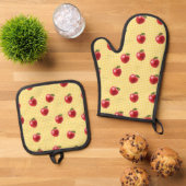 Perzik Appels Gingham Ovenwant & Pannenlap Set (Top down)