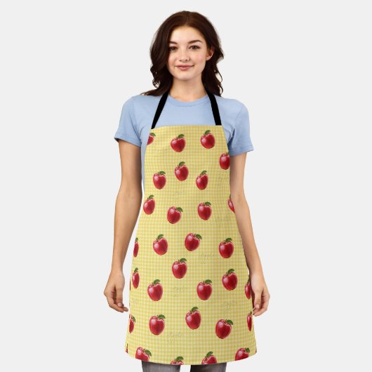 Perzik Appels Gingham Schort (Gedragen)