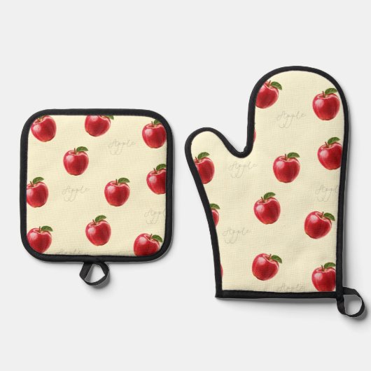 Perzik Appels Ovenwant & Pannenlap Set (Voorkant)