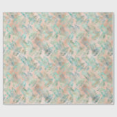 Perzik Aqua Groene Tropische bladeren Cadeaupapier (Vlak)