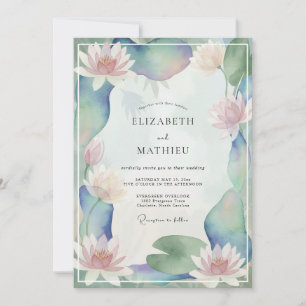 Perzik Aqua Lotus Eucalyptus Bruiloft Kaart