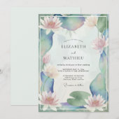 Perzik Aqua Lotus Eucalyptus Bruiloft Kaart (Voorkant / Achterkant)