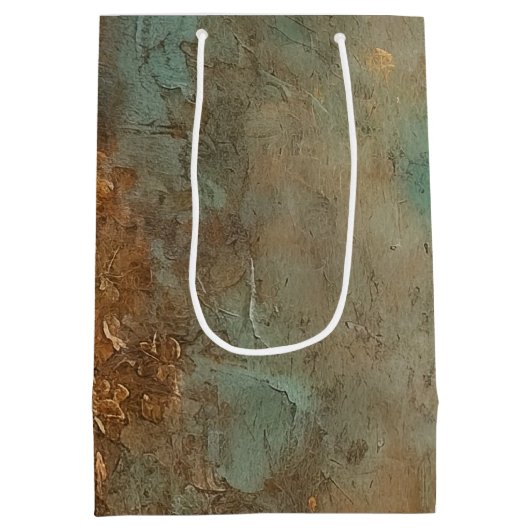 Perzik Aqua Teal Roze Goud Bruiloft Trouwen Medium Cadeauzakje (Achterkant)