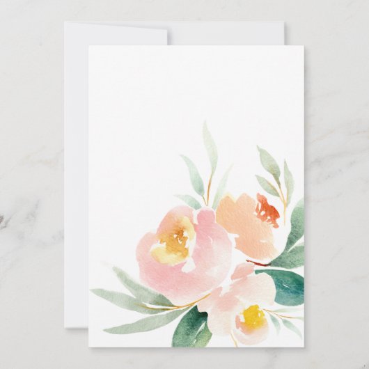 Perzik Aquarel Bloem Bruiloft Uitnodigingskaarten Kaart (Achterkant)