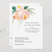 Perzik Aquarel Bloem Bruiloft Uitnodigingskaarten Kaart