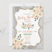 Perzik  aquarel bloemen rustiek meisje kaart (Voorkant)