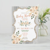 Perzik  aquarel bloemen rustiek meisje kaart (Staand voorkant)