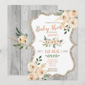 Perzik  aquarel bloemen rustiek meisje kaart (Voorkant / Achterkant)