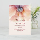 Perzik aquarel bloemen verjaardag kaart (Staand voorkant)