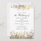 Perzik Aquarel Bloemenweide Trouw Uitnodiging (Voorkant)