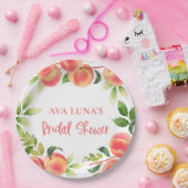 Perzik Aquarel Bruiloftsfeest Papieren Borden Papieren Bordje (Feest)