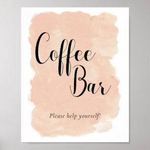 Perzik Aquarel Coffee Bar Huwelijksbord Poster