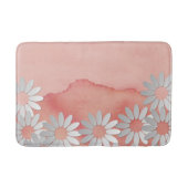 Perzik Aquarel en Witte Bloemen Badmat (Voorkant)