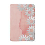 Perzik Aquarel en Witte Bloemen Badmat (Voorkant Verticaal)