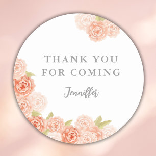 PERZIK Aquarel FLORALE BRUIDSSHOOWER Ronde Sticker