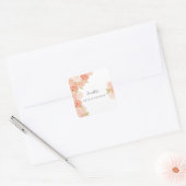 PERZIK Aquarel FLORALE BRUIDSSHOOWER Vierkante Sticker (Envelop)