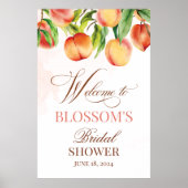 Perzik Aquarel Welkom Bord Poster (Voorkant)