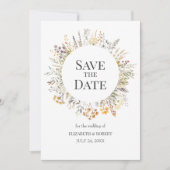 Perzik Aquarel Wilde Bloemen Bewaar De Datum Kaart (Voorkant)