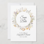 Perzik Aquarel Wilde Bloemen Bewaar De Datum Kaart (Voorkant)