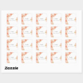 PERZIK AQUELEURFLORALE BRUIDSSCHONER VIERKANTE STICKER (Vel)