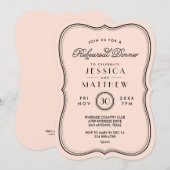  perzik art deco bruiloft repetitie diner kaart (Voorkant / Achterkant)