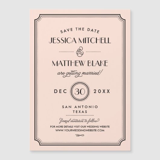  Perzik Art Deco Sla de datum op (Voorkant)