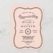 perzik art deco verlovingsfeest kaart (Voorkant / Achterkant)