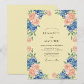 Perzik Azuur Hydrangea Eucalyptus Bruiloft Kaart (Voorkant / Achterkant)